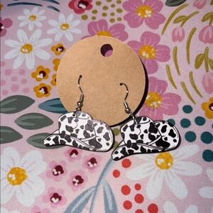 Cow Print Cowboy Hat Earrings